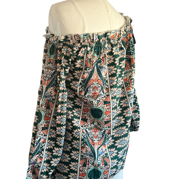 BOHO FLORAL PRINT OFF THE SHOULDER BLOUSE - Picture 7 of 9